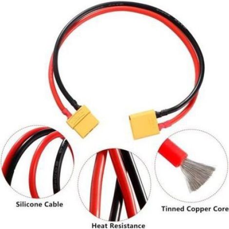 Câble Extension XT90 - Cuivre Plaqué Or - Silicone 12 AWG - Pour Batterie LiPo RC - 30 cm (1/5)