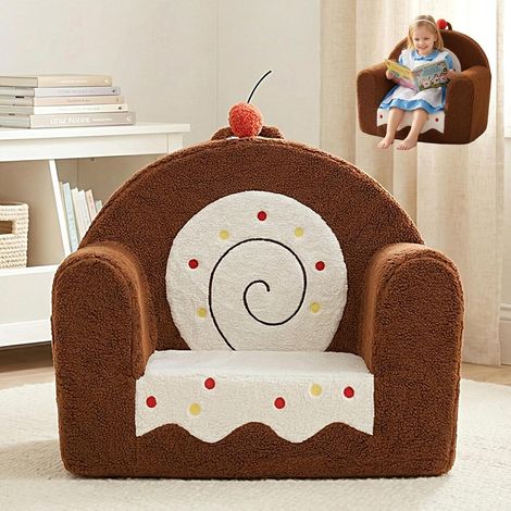 Rouleau de Gâteau Fauteuil Enfant, Canapé Mousse en Sherpa, Âges 3+ (1/5)