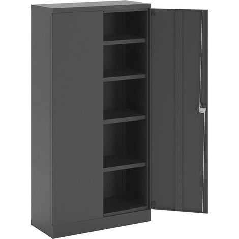 Armoire métallique Nilas avec 4 tablettes – Hauteur 1830mm – Largeur 915mm – Profondeur 421mm – Porte battante verrouillable – Tôle d'acier époxy – Eurokraftbasic