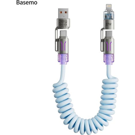 Câble USB-C spiralé, lot de 2 pour Android Auto et CarPlay, câble court USB-A vers USB-C compatible avec iPhone 17/16/15, Samsung Galaxy S25/S24/S23 A1 (1/5)