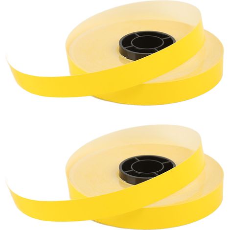 Ruban adhésif pour étiqueteuse PET 9mm x 16m, lot de 2 rouleaux, résistant à la déchirure, jaune, recharge compatible MAX LM 550A (1/5)