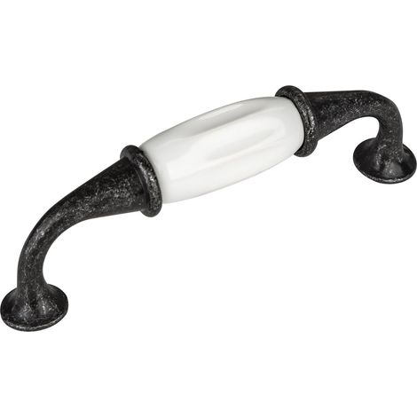 2er Pack - Porzellangriff JOHANNA BA 96 mm Antik-Silber-Weiß (1/3)