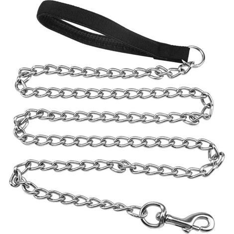 Heavy-duty chain leash for large and medium-sized dogs – 1.8 m, 3 mm thick – Comfortable padded handle (1/4)
