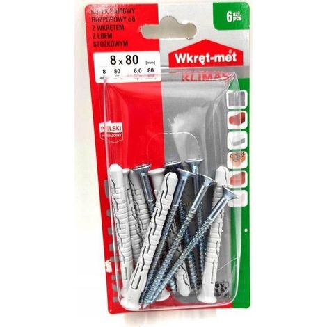 Chevilles De Cadre Klimas 8 x 80, Tete Fraisee PZ3, Blister De 6 (1/3)