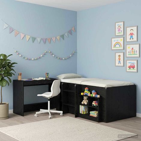 vidaXL Scrivania Letto Rovere Nero Legno ingegnerizzato