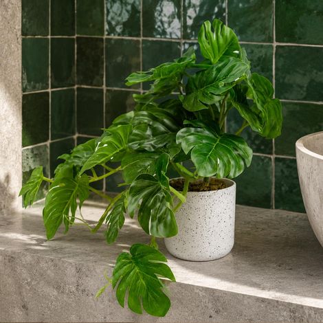 30cm Artificial Green Potted Monstera Trailing Plant - Premium Quality (1/5)