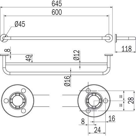Inda - Porta asciugamani doppio One nickel spazzolato L.65 cm (1/4)
