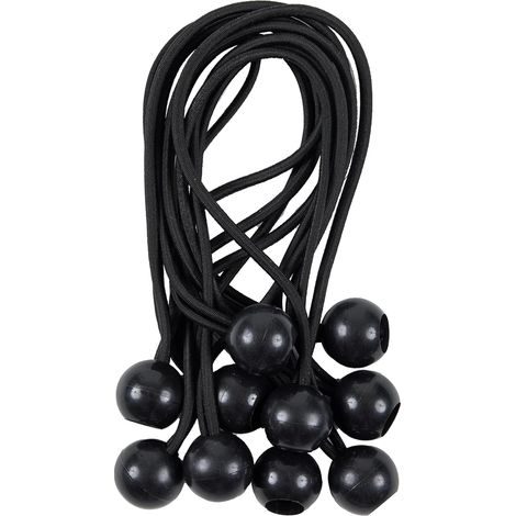 Lntyq Tendeur Elastique avec Boule 25 pièces 20cm - Sandow Elastique pour Fixation rapiden bâche, Tente, bannière.., Noir