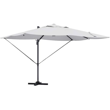 Parasol déporté inclinable 351 x 250 x 253 cm usage extérieur ambiance cosy en polyester sable