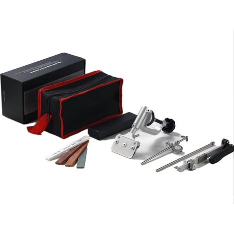 Kit de fusil à aiguiser réglable, affûteur de couteaux de précision, rotation 360° et bascule, angle fixe, avec 4 pierres à eau, pour couteaux de chasse, dentelés et cuisine (1/5)