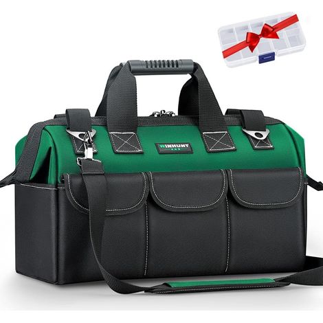 Bolsa de herramientas impermeable para electricista, bolsa de herramientas profesional con compartimento abierto y gran capacidad de poliéster 1680D, correa de hombro ajustable para (1/4)