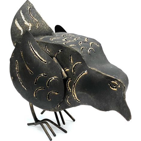 DanDiBo Teelichthalter Metall Figur Klein Windlicht Huhn für 1 Teelicht Vogel 19 cm Kerzenständer 93403 Vintage Witzig (1/5)