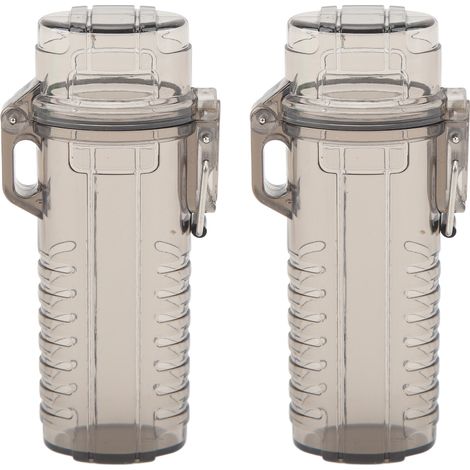 2 Étuis à Briquets Imperméables, Boîte de Rangement pour Briquets en Plastique Transparent Noir pour Camping Randonnée Extérieur (1/5)