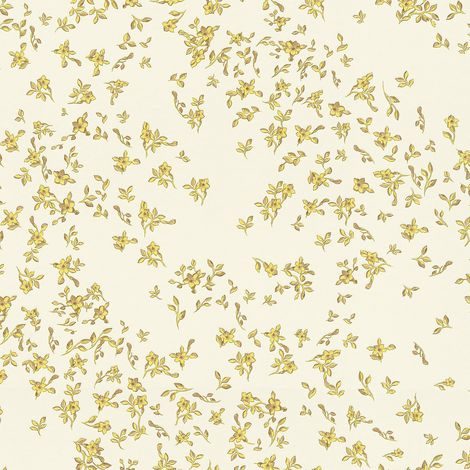 Papier peint intissé floral Tapisserie style vintage à motif blanc et or Papiers peints fleuris idéal pour chambre et bureau (1/4)