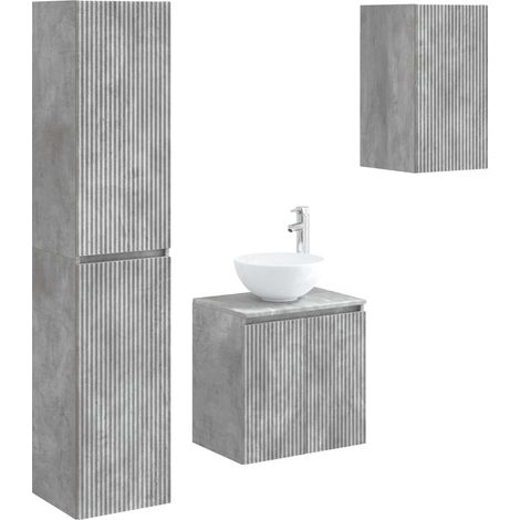 Bathroom Furniture Set 3 pcs Concrete Grey 33 x 34.5 x 160 cm vidaXL (1/5)
