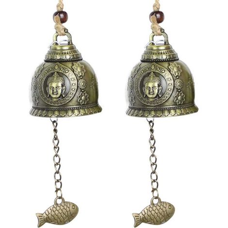 Cloche Feng Shui Vintage Dragon, Carillon Feng Shui pour la maison et le jardin, à suspendre, porte-bonheur, bénédiction, 2 pièces, Style 1 (1/5)