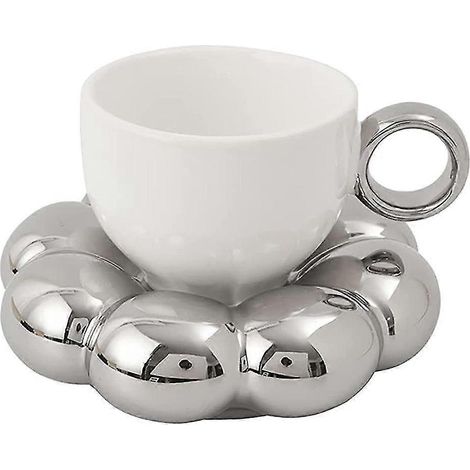 Blumen-Untertassen-Set, niedliches Keramik-Tassen- und Untertassen-Set mit Latte-Untertasse (1/4)