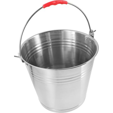 Seau Alimentaire Argenté en Acier Inoxydable 10l Facile à Nettoyer , Seau Polyvalent Poignée Portable pour Chevaux et Poulains pour Écuries (1/5)