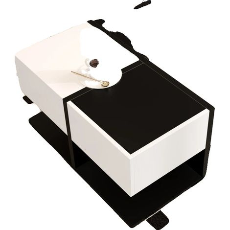Table Basse, Design Moderne, Rangement Ample, Noir Blanc (1/2)