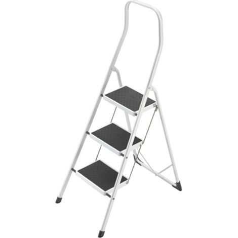 Hailo – Marchepied pliable 3 marches en acier – Charge maximale 150 kg – Garde-corps extra-haut – Marches larges antidérapantes