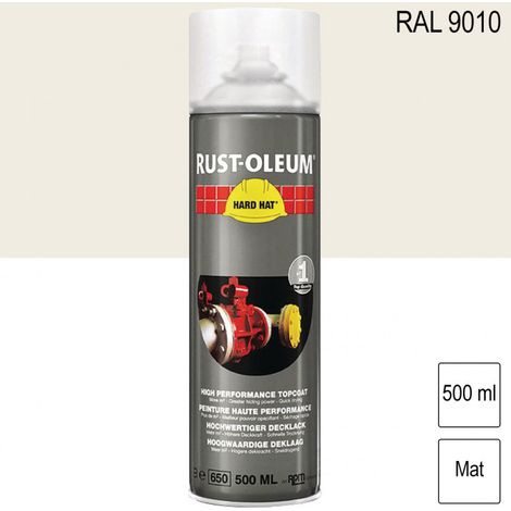 Couche de finition Hard Hat Ral-couleurs blanc mat 500ml - RUST-OLEUM - 2190