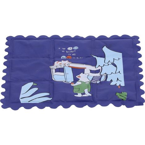 Tapis rafraîchissant propre et hygiénique, coussin de siège respirant à motif dessin animé pour l'été, maison ou dortoir, bleu marine (1/5)