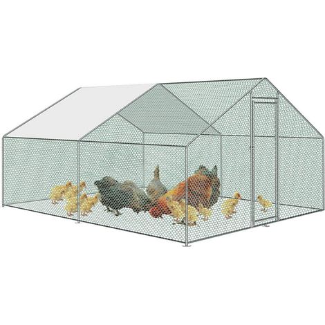 EINFEBEN Enclos pour poulailler en acier galvanisé. toit imperméable et anti UV.
porte avec loquet. 3x4x2m