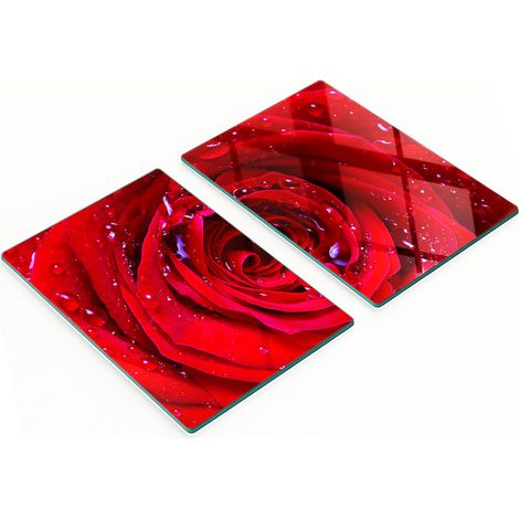 Taglieri da cucina decorativi in vetro con grafica a rose, 2x40x52 cm (1/5)