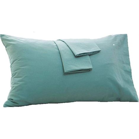 2pcs Taie d'oreiller 40x60cm 100% Coton Doux Taie-Oreiller Confortable Hypoallergénique (40x60cm, Vert) (1/5)