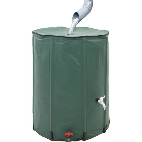 Depósito de agua de lluvia, capacidad de 750 litros, diseño plegable, color verde militar. (1/2)