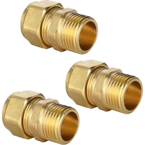 Connecteur de serrage en laiton 20 mm x 1/2" AG filetage extérieur, raccord à anneau de serrage, transition de raccordement, douille à vis pour tube composite en aluminium (1/5)