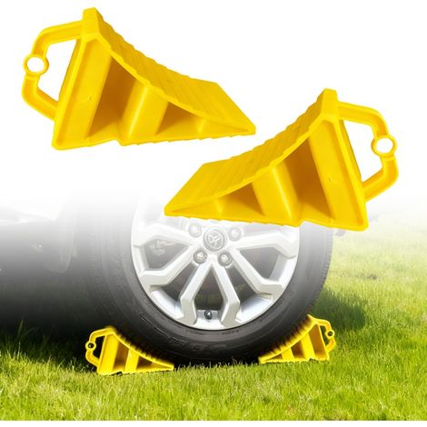 Lot de 2 cales de roue pour remorque avec poignées : 20×12×11 cm Cales de roue durables pour remorque en plastique, cales antidérapantes pour remorque pour voiture, caravane, camping-car et (1/5)