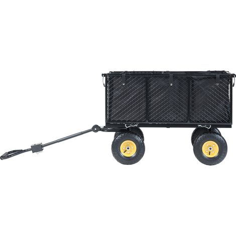 Chariot de jardin parois latérales rabattables capacité de charge 550 kg noir jaune