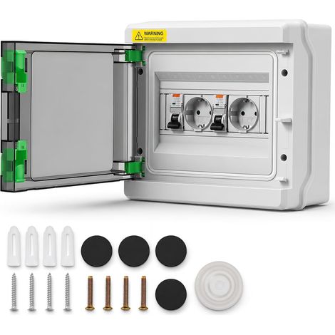 Boîtier électrique avec 2 prises Schuko et 2 interrupteurs différentiels (1/5)