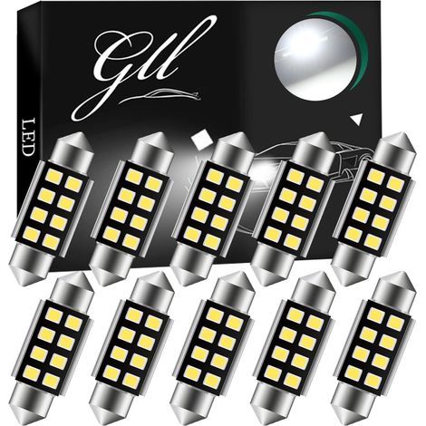 10 weiße 36-mm-SMD-LED-Sofittenlampen (C5W, 250 Lumen) für Kofferraum-/Kennzeichenbeleuchtung, 12 V Gleichstrom (1/5)