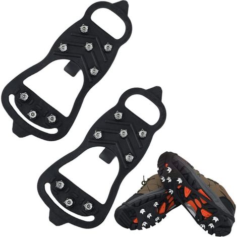 par de crampones, crampones antideslizantes universales, fundas para botas de nieve, incluye 8 crampones de acero, equipo de montañismo, talla L.