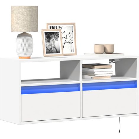 TV-Wandschrank mit LED-Beleuchtung Weiß 100x31x45 cm