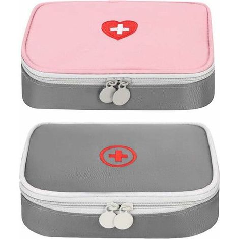 Trousse de Secours Vide, 2PCS Trousse de Premiers Secours Voiture Voyage Premiers Secours First Aid Kit Secours Vide Sac d'urgence Médicale Boîte Médicale pour Maison Voyages Camping,14x4x11cm ,Lefou (1/5)