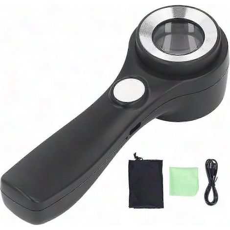 60-fache Handlupe mit wiederaufladbarer LED-Beleuchtung über USB, Taschenlupe für Outdoor-Erkundungen, präzise Beobachtung von Details, tragbares und praktisches optisches Instrument. (1/5)