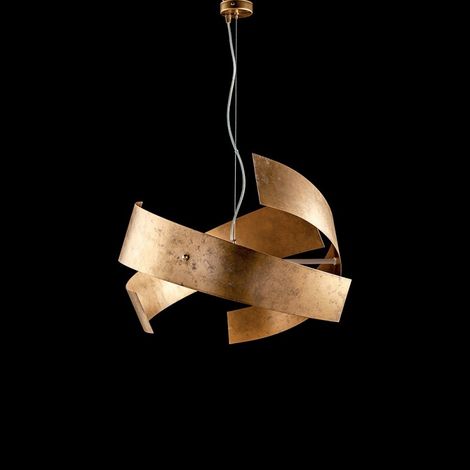 Urban light colgante de hierro lacado dorado 3 luces 57xh.28 cm
