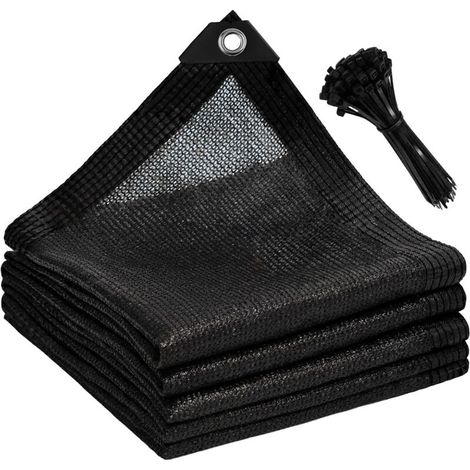 Black PE sunshade, tear-resistant mesh with eyelets for outdoor terrace and courtyard 4x6m / 13.1x19.7ft (1/5)