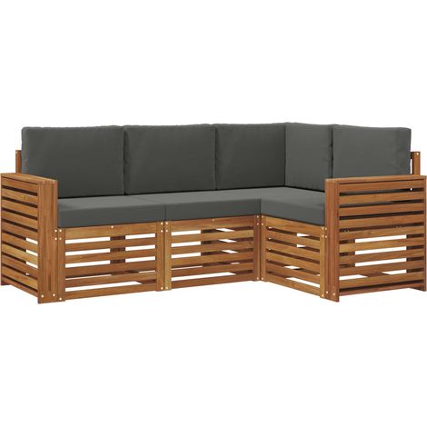 Set divani 4 pz Salotto da Giardino Naturale e Antracite Legno di Acacia Massello (1/5)