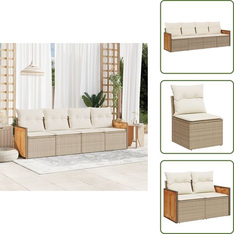 Salon de jardin avec coussins 4 pcs beige résine tressée - Salon De Jardin - Salon Extérieur - Ensemble De Canapés - Meuble De Jardin - Mobilier De Jardin (1/5)