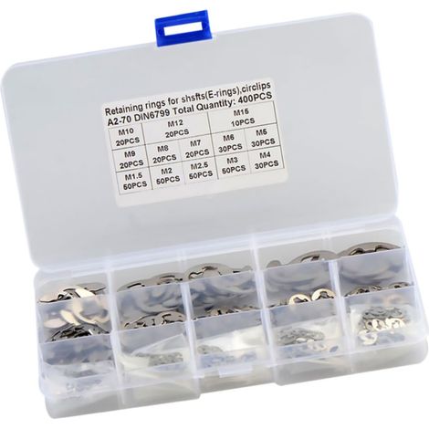 ABOOFAN Jeu de 400 bagues retenue ouvertes M1.5-M15 en acier (1/5)