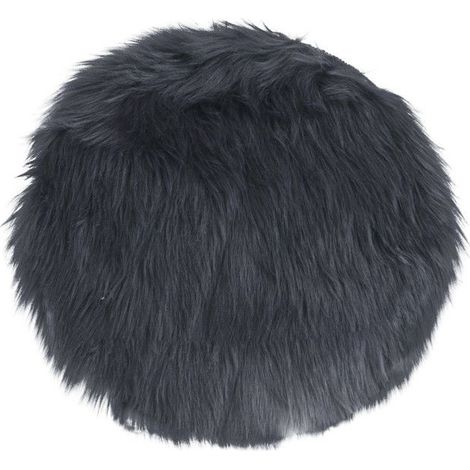 Coussin de siège rond en peau d'agneau artificielle grise Ø 35 cm