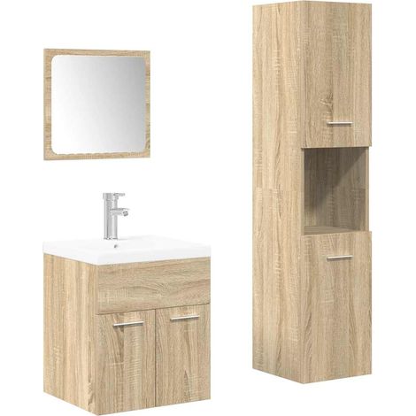 Maison Exclusive - 4-tlg. Badmöbel-Set Sonoma-Eiche Holzwerkstoff