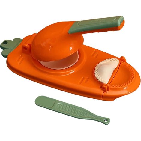Molde 2 en 1 para empanadillas – Prensa manual de masa para dumplings, pasteles y raviolis, apto para jiaozi chinos, raviolis italianos y pierogi polacos, color naranja (1/5)