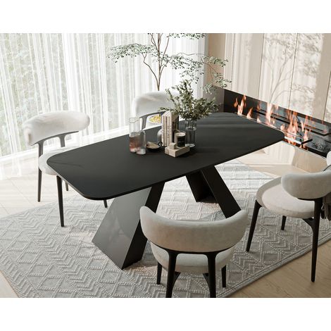 Table à Manger Extensible ZENITH - 4-6 personnes - 160x90x76 cm - Style moderne - Noir (1/5)