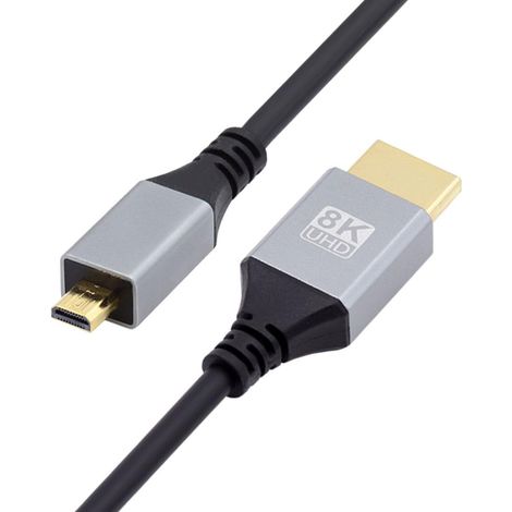 Câble HDMI 2.1, HDMI mâle vers micro HDMI mâle 8K @ 60 Hz 4K @ 120 Hz 48 Gbps ultra haut débit plaqué or 1 m pour TV, moniteur, ordinateur (1/5)