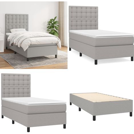 Boxspringbett mit Matratze Hellgrau 90x200 cm Stoff - Boxspringbett - Doppelbett - Schlafraum - Bettenrahmen - Matratze - Home & Living (1/5)